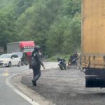 Accident pe Defileul Jiului, o persoană a fost rănită. Foto: Radare și Echipaje de poliție Gorj