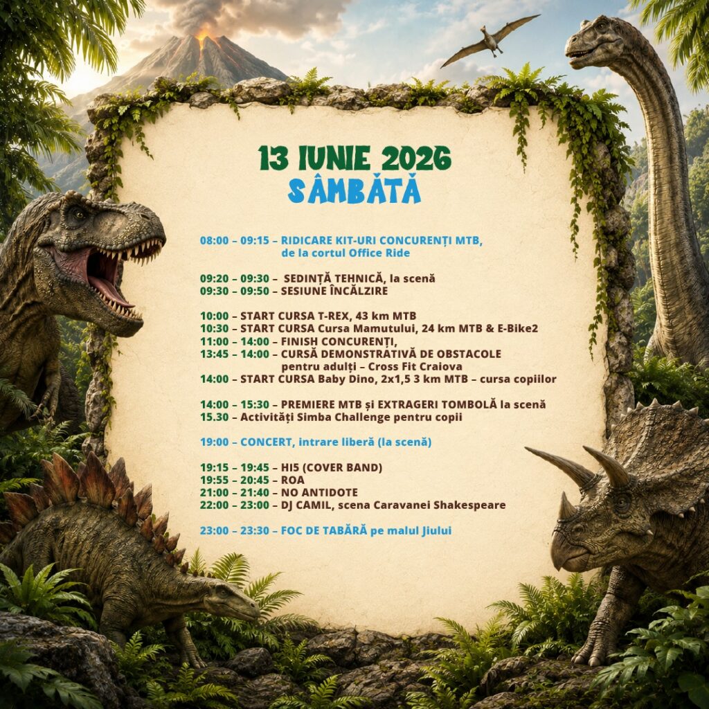 Pedală în Bănie 2026: Jurassic, concerte și aventură - Jurnalul Olteniei – Știri din Craiova și Oltenia Pedală în Bănie 2026: Jurassic, concerte și aventură