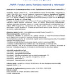 Header image showing EU and Romanian government logos with the large blue title 'Comunicat de presă' and subtitle 'PNRR: Fonduri pentru România modernă și reformată' (press release header).