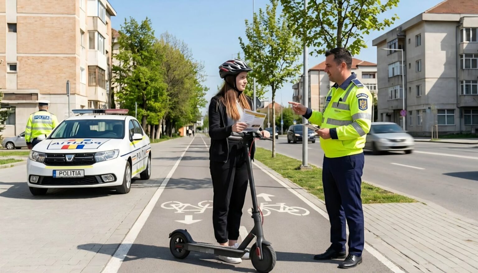IPJ Mehedinți, avertisment clar pentru cei cu trotinete. Foto generată cu AI