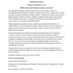 Romanian press release header with logos and bold title 'COMUNICAT DE PRESĂ' announcing finalization of the project 'PNRR: Fonduri pentru România modernă și reformată'