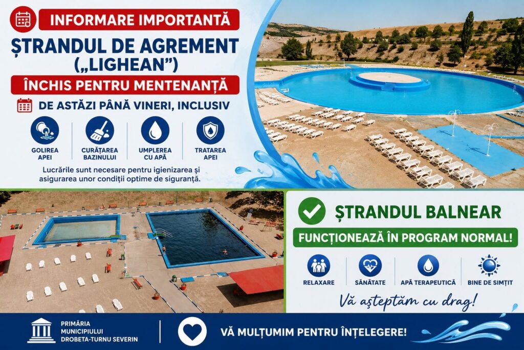 Ștrandul de Agrement din Severin, închis temporar