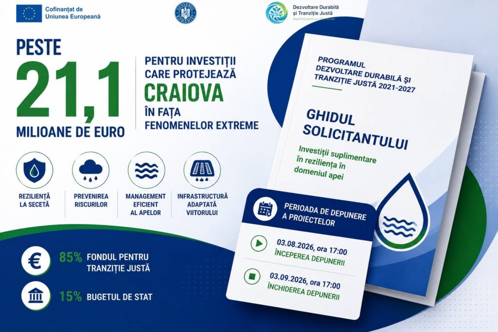 Craiova poate primi finanțare pentru protecția împotriva inundațiilor