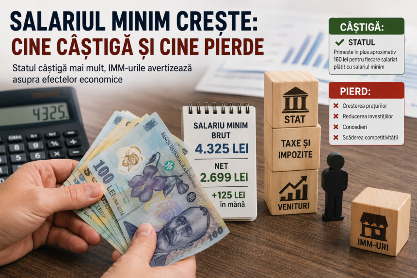 Salariul minim crește. Cine câștigă și cine pierde