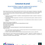 Press release page header with EU and Romanian logos and the title 'Comunicat de presă' announcing the project phase closure ('DIGITALIZARE DUNLITE COM').