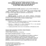 Header with EU and Romanian logos and the Romanian government banner, followed by the bold title 'Comunicat de presă de Final' and a block of text about a grant for digitalization of SMEs.
