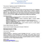 Press release header with EU and Romanian logos, title Comunicat de presă announcing project completion: Digitalizarea societății TOTCECVERI AUTO S.R.L.