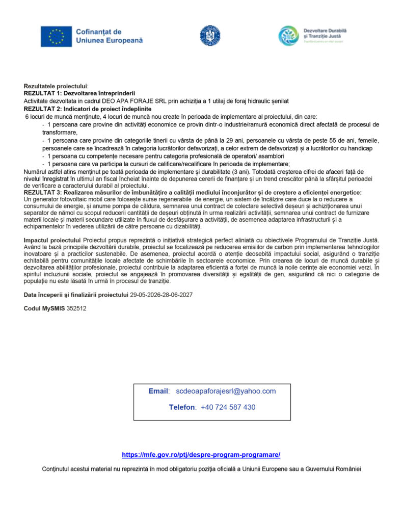 Comunicat de presa incepere proiect-2 - Jurnalul Olteniei – Știri din Craiova și Oltenia Official document page with EU and Romanian project logos, presenting project results and contact info in Romanian.