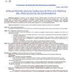 Cover page of a Romanian press release dated July 2026, with EU, university, and sustainability logos and a Romanian title about equipment procurement.