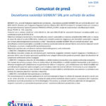Press release header for SIDIDENT SRL: Development through asset acquisition, with EU and Romanian regional program logos at top and footer links at bottom.