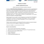 Press release document with EU and Romanian logos, titled 'COMUNICAT DE PRESĂ' announcing project completion.