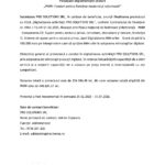 Romanian press release document with EU and government logos at top, header 'COMUNICAT DE PRESĂ', about finalizarea proiectului (July 2026).