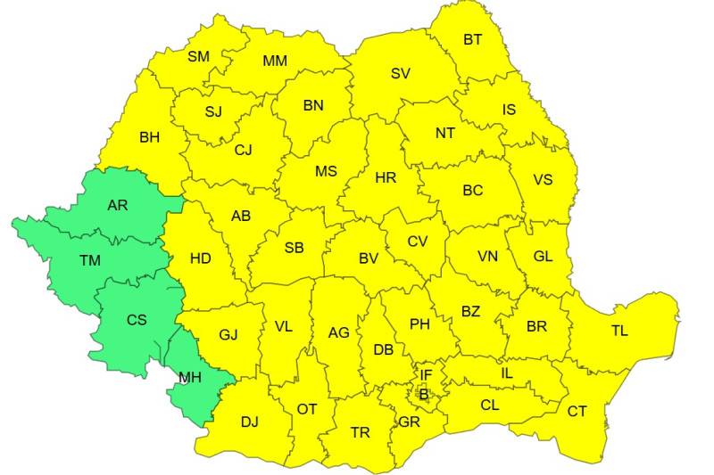 ANM: Cod galben de vijelii în aproape toată țara - Jurnalul Olteniei – Știri din Craiova și Oltenia ANM: Cod galben de vijelii în aproape toată țara