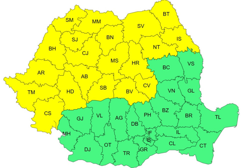 ANM: Cod galben de vijelii în aproape toată țara - Jurnalul Olteniei – Știri din Craiova și Oltenia ANM: Cod galben de vijelii în aproape toată țara