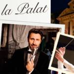 Promotional collage for a concert event featuring portraits of performers (singers) in Polaroid frames against a night-lit theater facade and a scripted title banner.