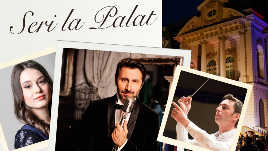 Promotional collage for a concert event featuring portraits of performers (singers) in Polaroid frames against a night-lit theater facade and a scripted title banner.