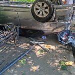 Accident în Craiova: O mașină s-a răsturnat pe trotuar