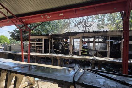 Severin: Incendiu puternic în Târgul Veterani