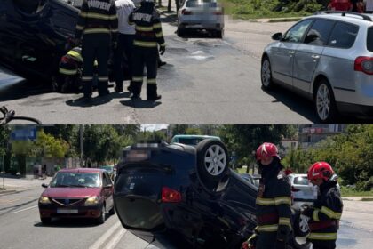 Craiova: Accident cu trei mașini și un rănit la spital