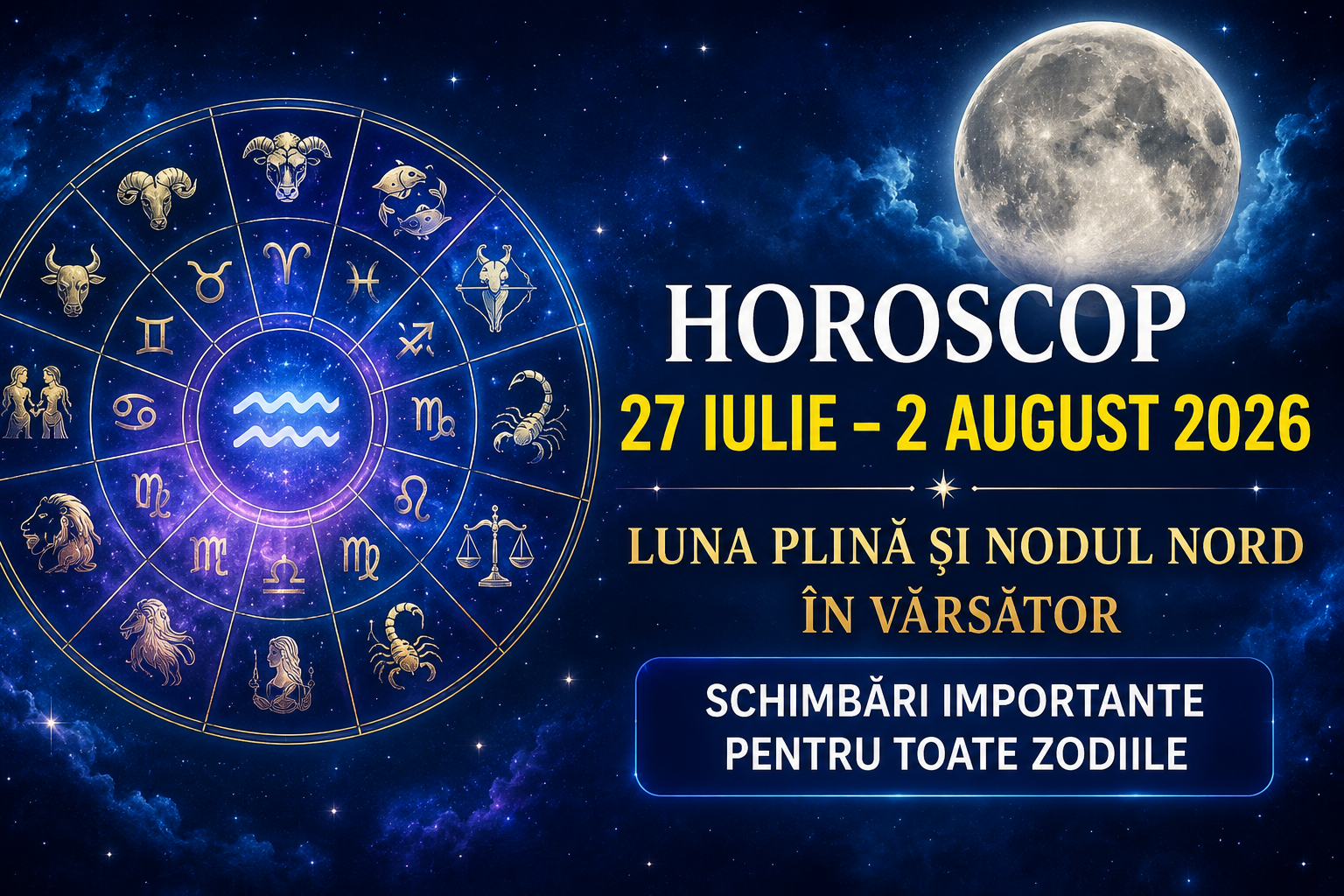 Noul Horoscop 27 iulie – 2 august 2026 aduce schimbări majore! Luna Plină și Nodul Nord în Vărsător transformă cariera și relațiile. - Jurnalul Olteniei – Știri din Craiova și Oltenia Noul Horoscop 27 iulie – 2 august 2026 aduce schimbări majore! Luna Plină și Nodul Nord în Vărsător transformă cariera și relațiile.