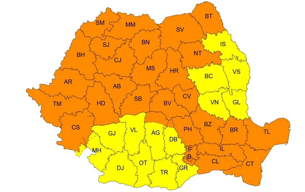 Alerte ANM: Toată România, sub avertizare de furtuni!