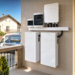Outdoor wall-mounted ATMOCe electrical cabinets and conduits; a EuroTehnica service van is visible in the background.