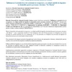 Press release header in Romanian about establishing a day-and-care center for seniors, including EU and Romanian logos at top.