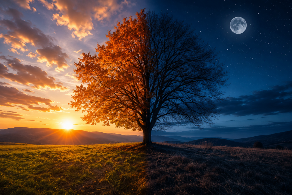Toamna astronomică 2026: Când nopțile devin mai lungi. Foto generată cu AI