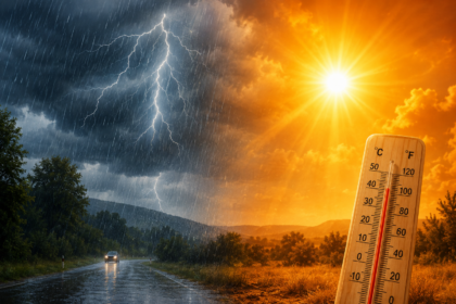 ANM: Caniculă, vijelii și temperaturi în scădere. Foto generată cu AI