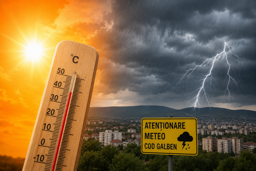 ANM: Coduri galbene de caniculă și furtuni, în Oltenia