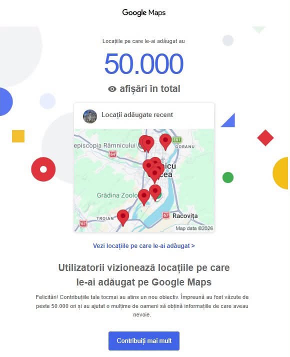 Google Maps: peste 50.000 de vizualizări în Râmnicu Vâlcea