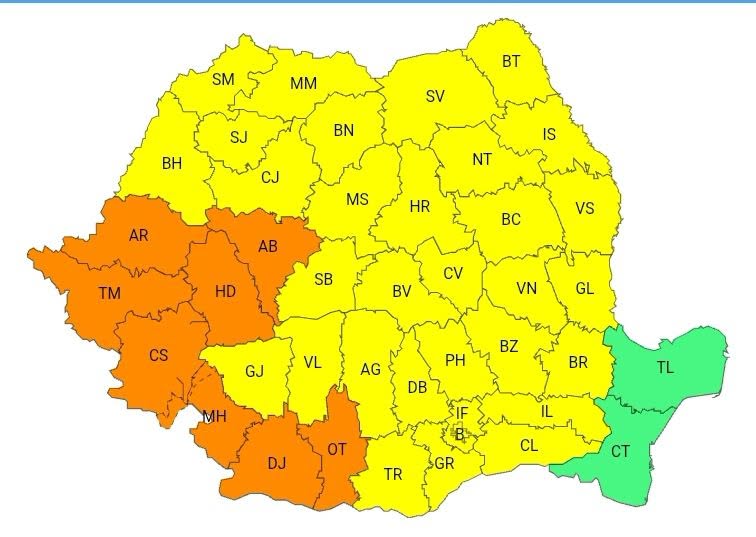 ANM: Cod portocaliu în Oltenia - Jurnalul Olteniei – Știri din Craiova și Oltenia ANM: Cod portocaliu în Oltenia