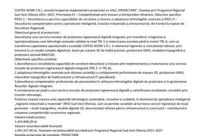 Official press release header showing EU, Romanian government, and Regio logos with the title 'Comunicat de presă' and body text beneath.