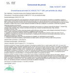 Press release document with EU and Romanian logos, titled 'Diversificarea activității SC MIKOS PATY SRL...'; dated August 2026 (Romanian).