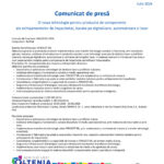 Cover page of a press release: EU flag and logos, title 'Comunicat de presă', date 'Iulie 2026', Romanian government seal.