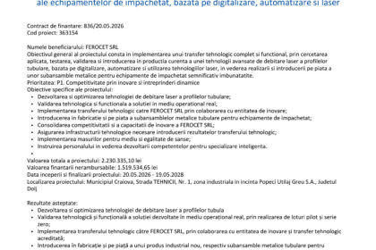Cover page of a press release: EU flag and logos, title 'Comunicat de presă', date 'Iulie 2026', Romanian government seal.