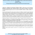 EU flag and Romanian government seal header; 'COMUNICAT DE PRESĂ' with a blue highlighted project banner in Romanian text (press release page).