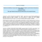 European Union and Romanian government logos with a formal press release header, followed by a light blue banner reading 'COMUNICAT DE PRESĂ' and a blue-highlighted section with project title and code, then a Romanian body text starting with the association name and mission statement.
