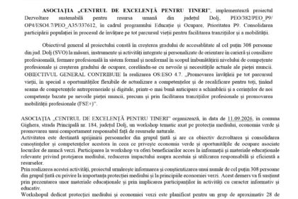 Official press release page header with EU flag, Romanian government seal, and a blue banner reading 'COMUNICAT DE PRESĂ' and a light blue section with project title text in Romanian.