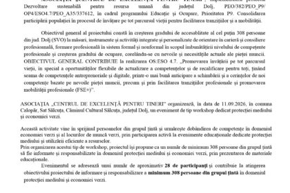Press release page header: EU flag, Romanian government seal, and Romanian title about a sustainable development project.