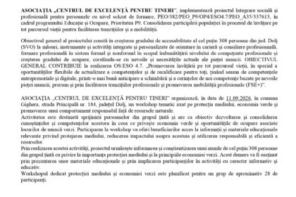 Official press release page featuring EU flag and Romanian government seal, with the title 'COMUNICAT DE PRESĂ' and project details in Romanian.