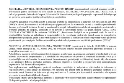 Press release header with EU flag and Romanian government seal; title 'COMUNICAT DE PRESĂ' and blue banner announcing project 'Integrare socială și profesională... Cod proiect: 337613'