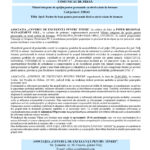 Header of a Romanian press release with EU flag and 'Cofinanțat de Uniunea Europeană' logo, government seal, and a blue banner reading 'COMUNICAT DE PRESĂ' with project details in a lighter blue block.