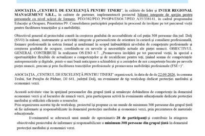 Official Romanian press release header about integrated support measures for people with low education, with EU and government logos and a blue project banner at the top.