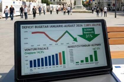 Deficitul bugetar a scăzut la 2,89% din PIB în 8 luni. Foto generată cu AI