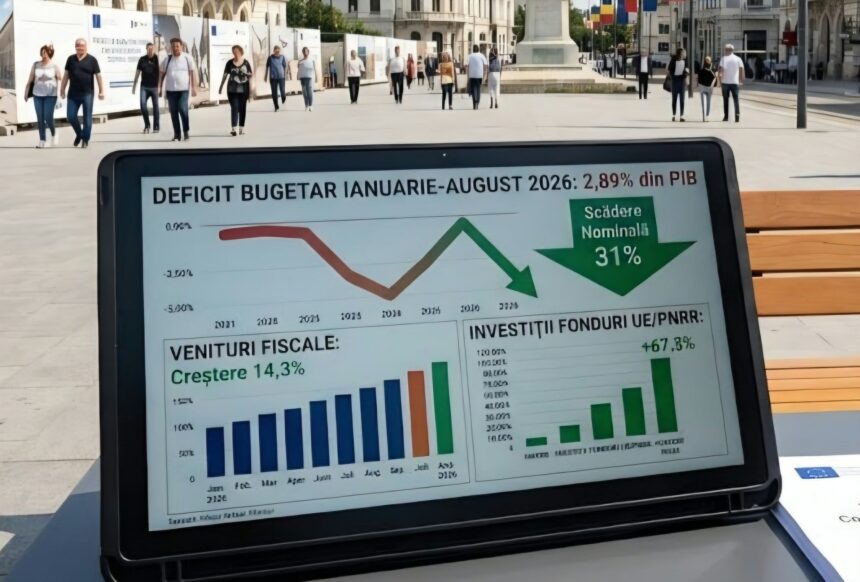 Deficitul bugetar a scăzut la 2,89% din PIB în 8 luni. Foto generată cu AI