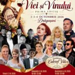 Promotional poster for the Viei si Vinului festival in Drăgășani, Oct 2–4, 2026, featuring wine, grapes, and a collage of performers.