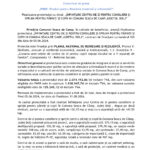 Official press release header with EU and Romanian logos; Romanian text about funding for a day center project.