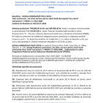 Official announcement document about completing a PNRR project for a Romanian school, shown with EU and government logos at the top.