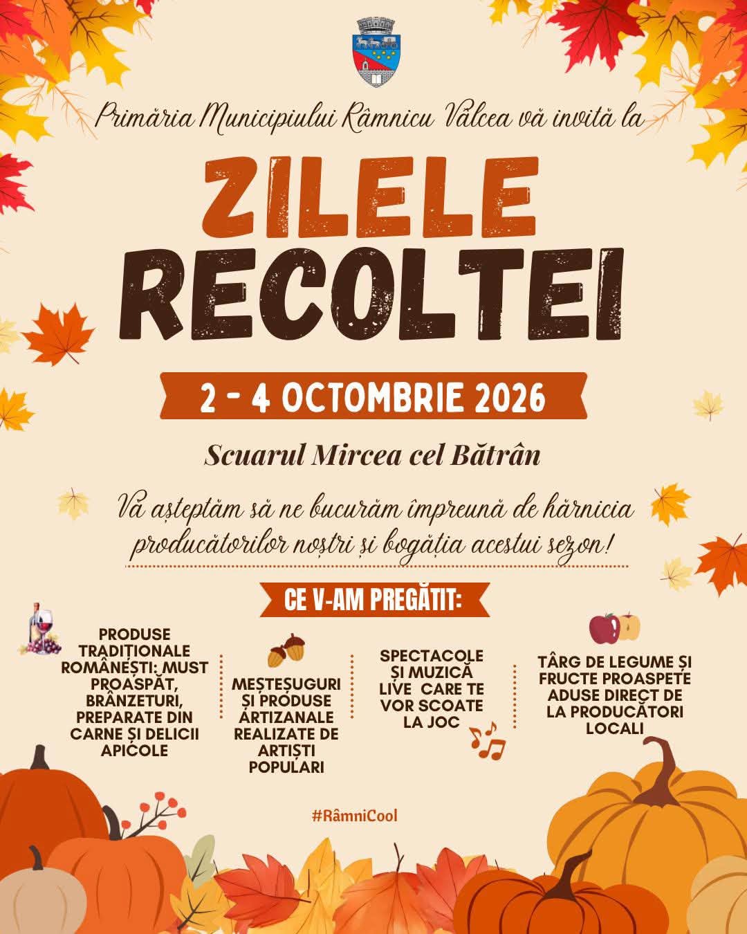 Începe o nouă ediție a Zilelor Recoltei sărbătoarea roadelor belșugului și hărniciei - Jurnalul Olteniei – Știri din Craiova și Oltenia Începe o nouă ediție a Zilelor Recoltei – sărbătoarea roadelor, belșugului și hărniciei, la Râmnicu Vâlcea